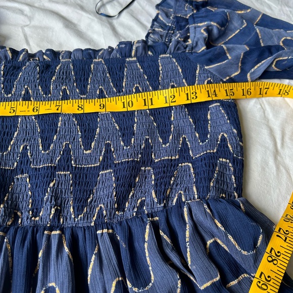 Anthropologie Moon River blue print maxi dress. Smocked bodice. Square neck M - Picture 11 of 14